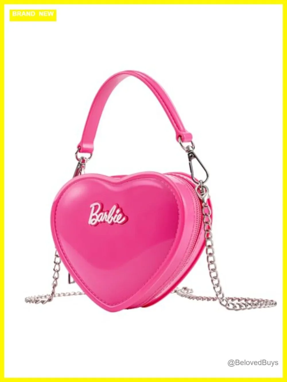 Heart-Shaped Crossbody Bag with Chain, PVC Waterproof Mini Tote, Cute Fashion